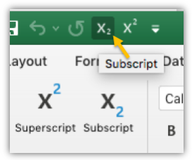 excel for mac subscript